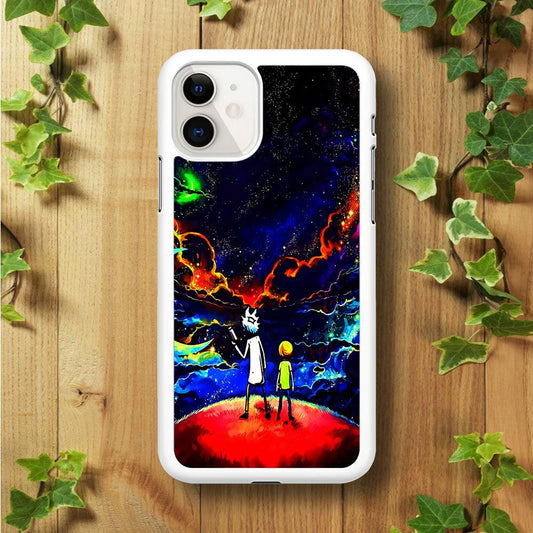 Rick and Morty Galaxy Painting iPhone 11 Case-Rubber / White (2D Case)-Xtracase