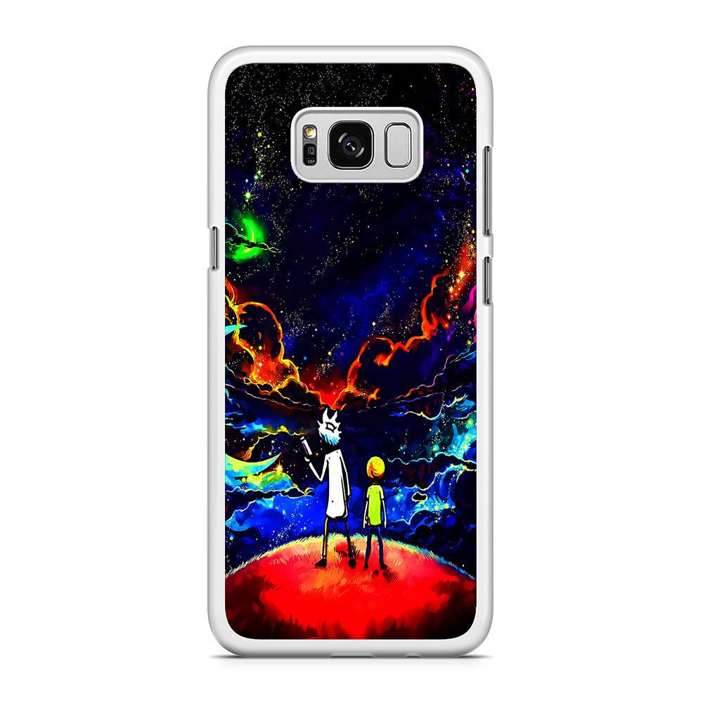 Rick and Morty Galaxy Painting Samsung Galaxy S8 Case-Rubber / White (2D Case)-Xtracase