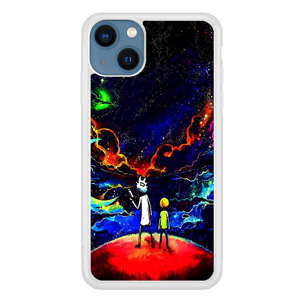 Rick and Morty Galaxy Painting iPhone 13 Case-Rubber / White (2D Case)-Xtracase