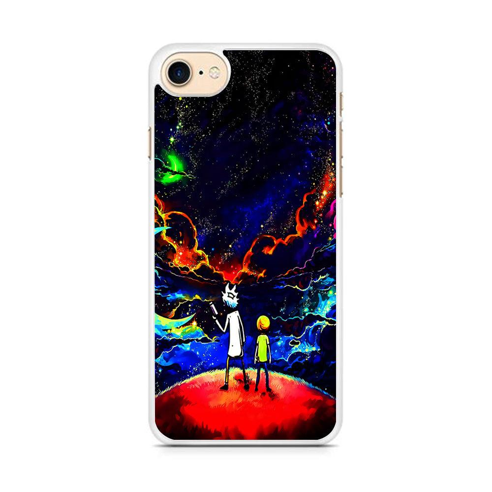 Rick and Morty Galaxy Painting iPhone 7 Case-Rubber / White (2D Case)-Xtracase