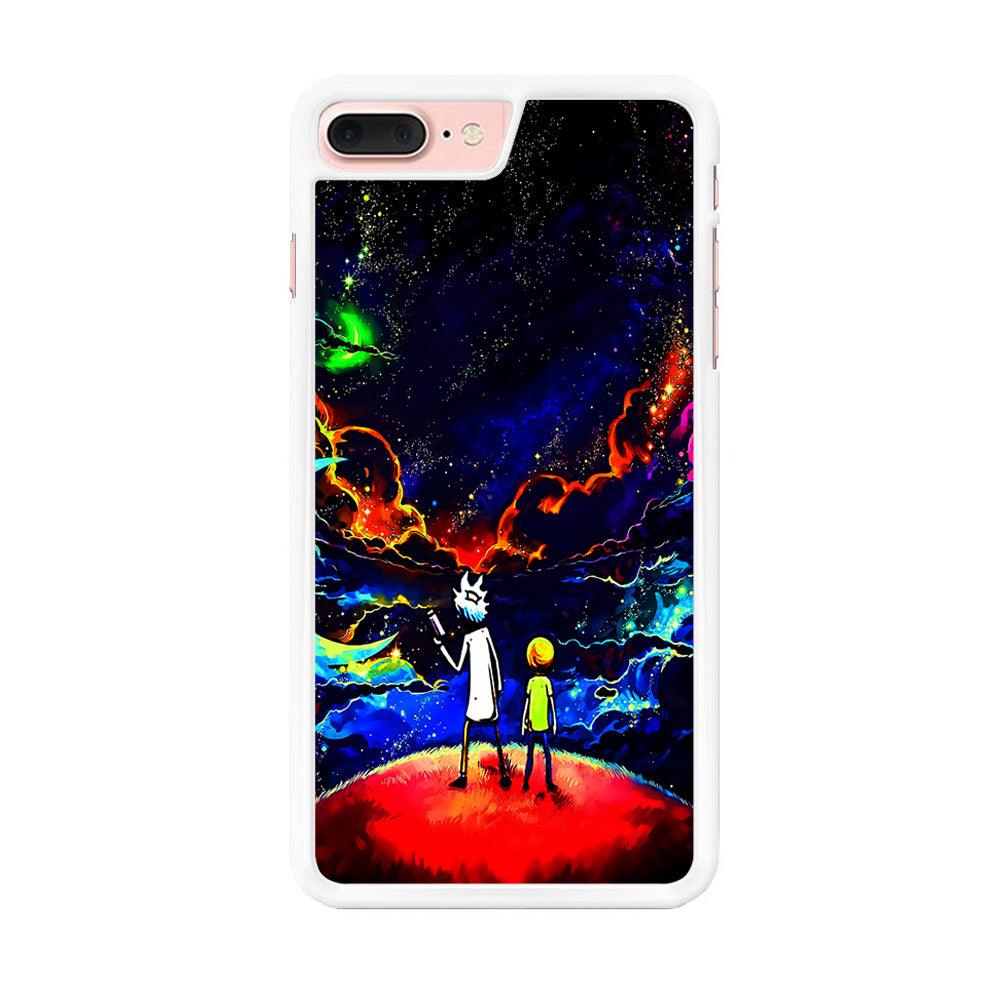Rick and Morty Galaxy Painting iPhone 8 Plus Case-Rubber / White (2D Case)-Xtracase