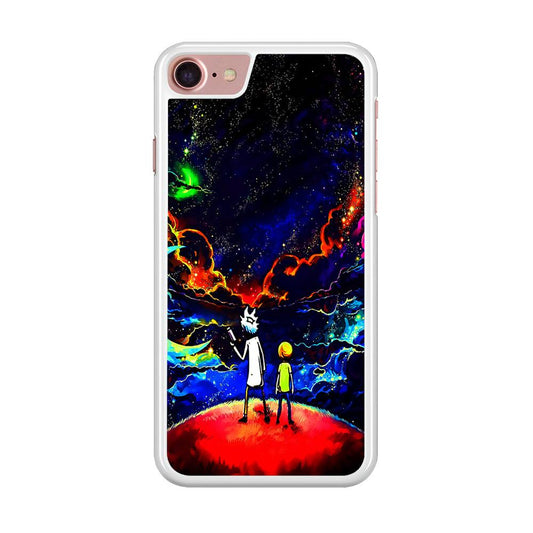 Rick and Morty Galaxy Painting iPhone SE 2020 Case-Rubber / White (2D Case)-Xtracase