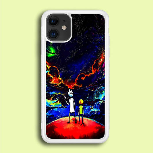 Rick and Morty Galaxy Painting iPhone 12 Case-Rubber / White (2D Case)-Xtracase