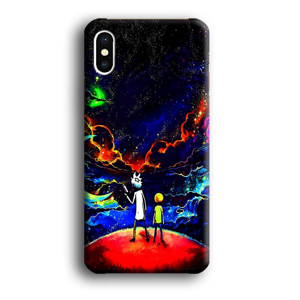 Rick and Morty Galaxy Painting iPhone Xs Case-Plastic / Full Wrap (3D Case)-Xtracase