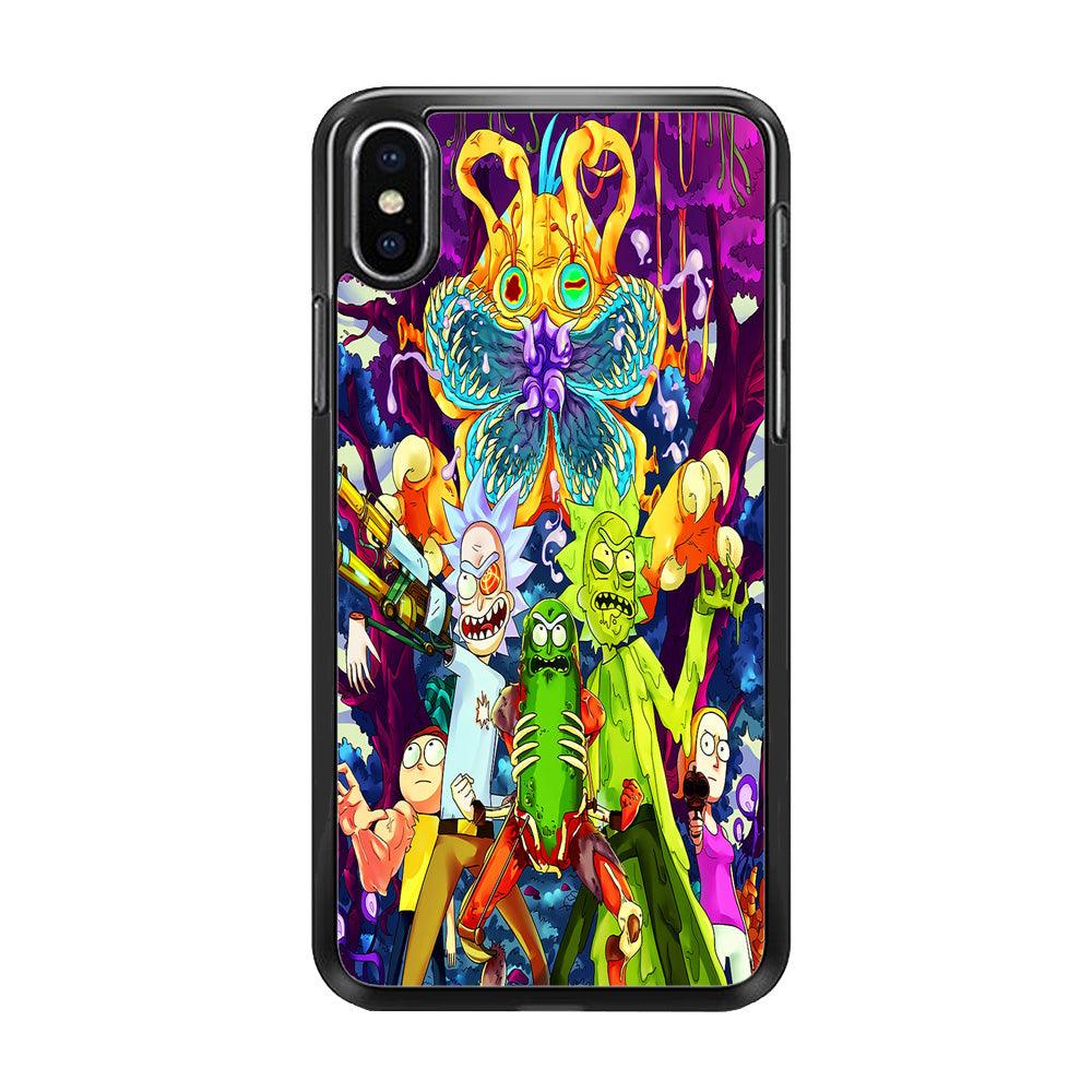 Rick and Morty Monster iPhone X Case-Rubber / Black (2D Case)-Xtracase