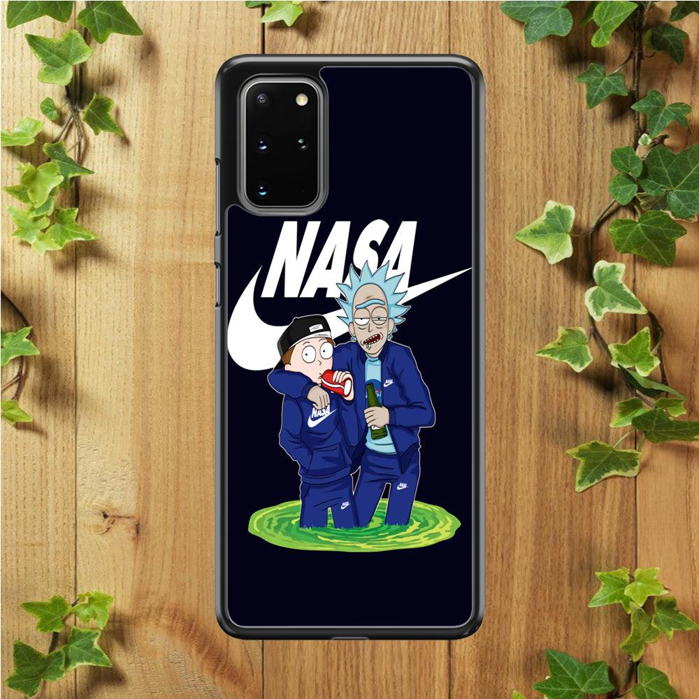 Rick and Morty Nasa Nike Blue Samsung Galaxy S20 Plus Case-Rubber / Black (2D Case)-Xtracase