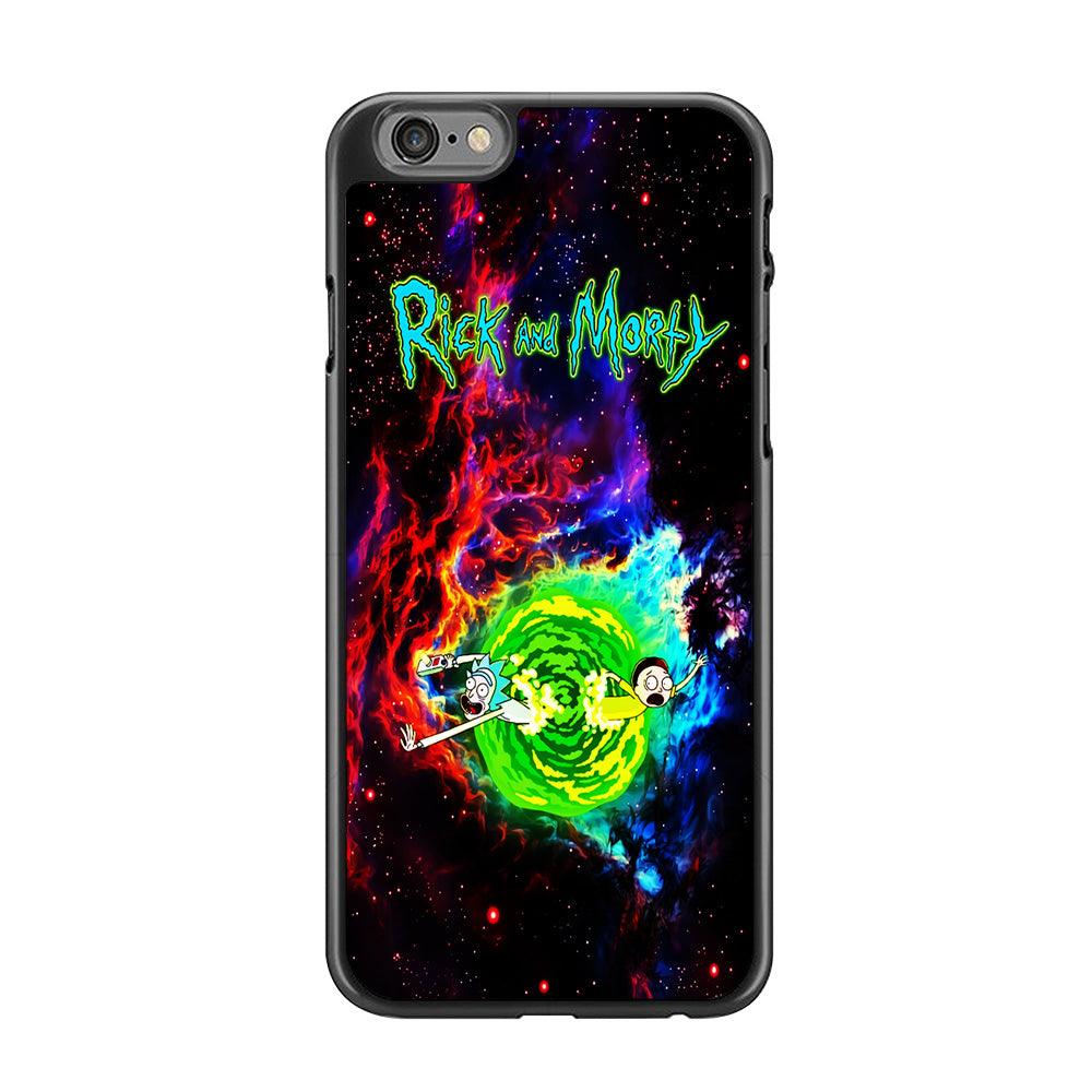 Rick and Morty Portal Galaxy iPhone 6 | 6s Case-Rubber / Black (2D Case)-Xtracase