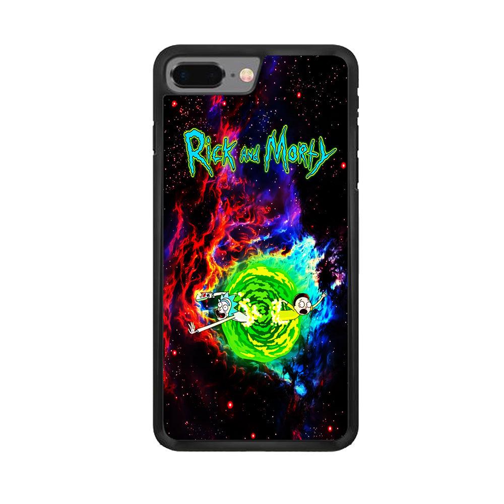 Rick and Morty Portal Galaxy iPhone 8 Plus Case-Rubber / Black (2D Case)-Xtracase