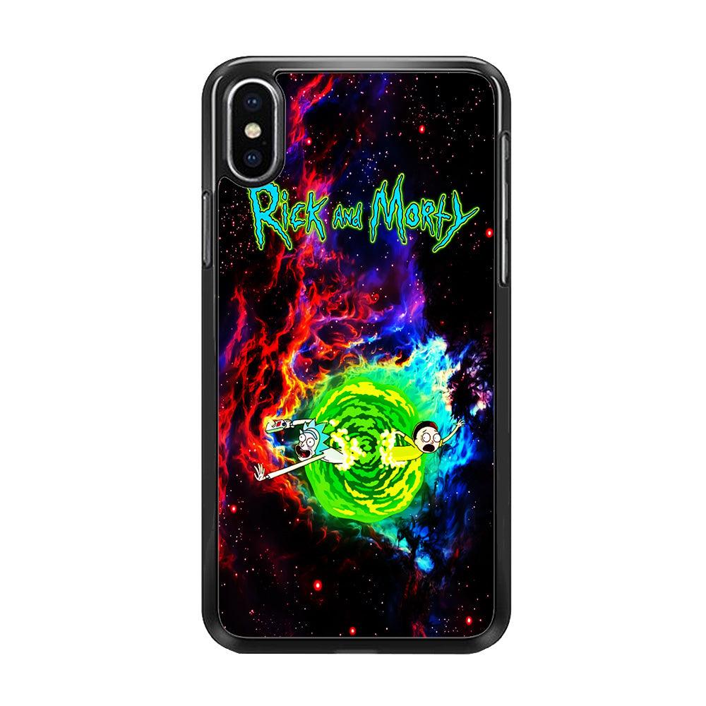 Rick and Morty Portal Galaxy iPhone Xs Max Case-Rubber / Black (2D Case)-Xtracase