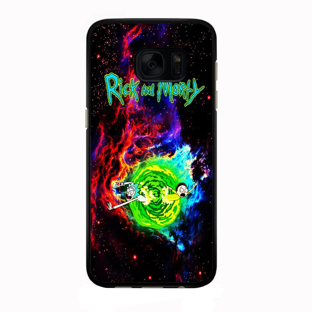 Rick and Morty Portal Galaxy Samsung Galaxy S7 Edge Case-Rubber / Black (2D Case)-Xtracase