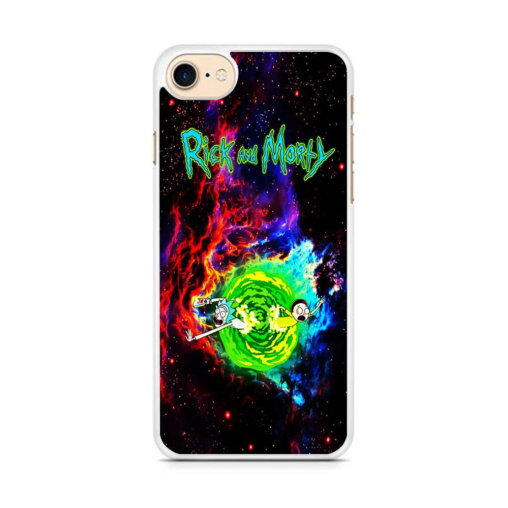 Rick and Morty Portal Galaxy iPhone 7 Case-Rubber / White (2D Case)-Xtracase