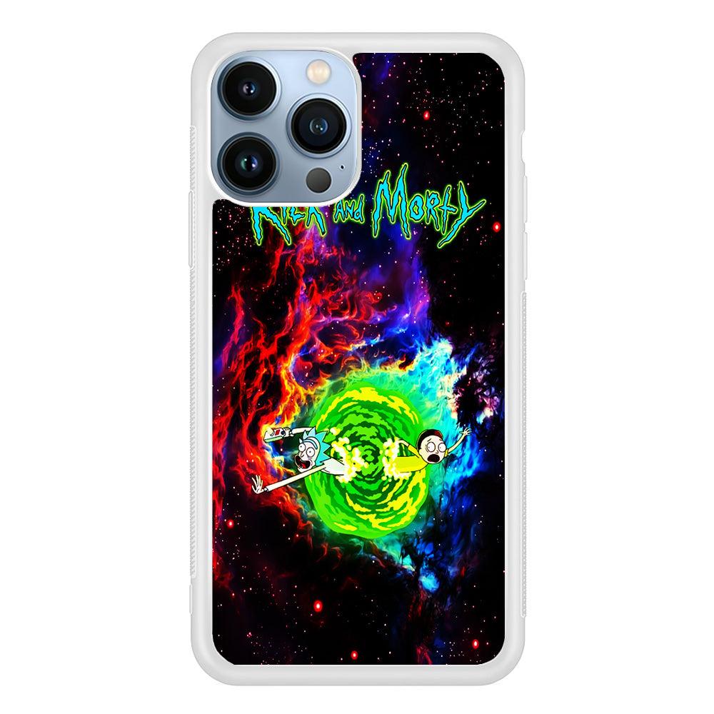 Rick and Morty Portal Galaxy iPhone 13 Pro Case-Rubber / White (2D Case)-Xtracase