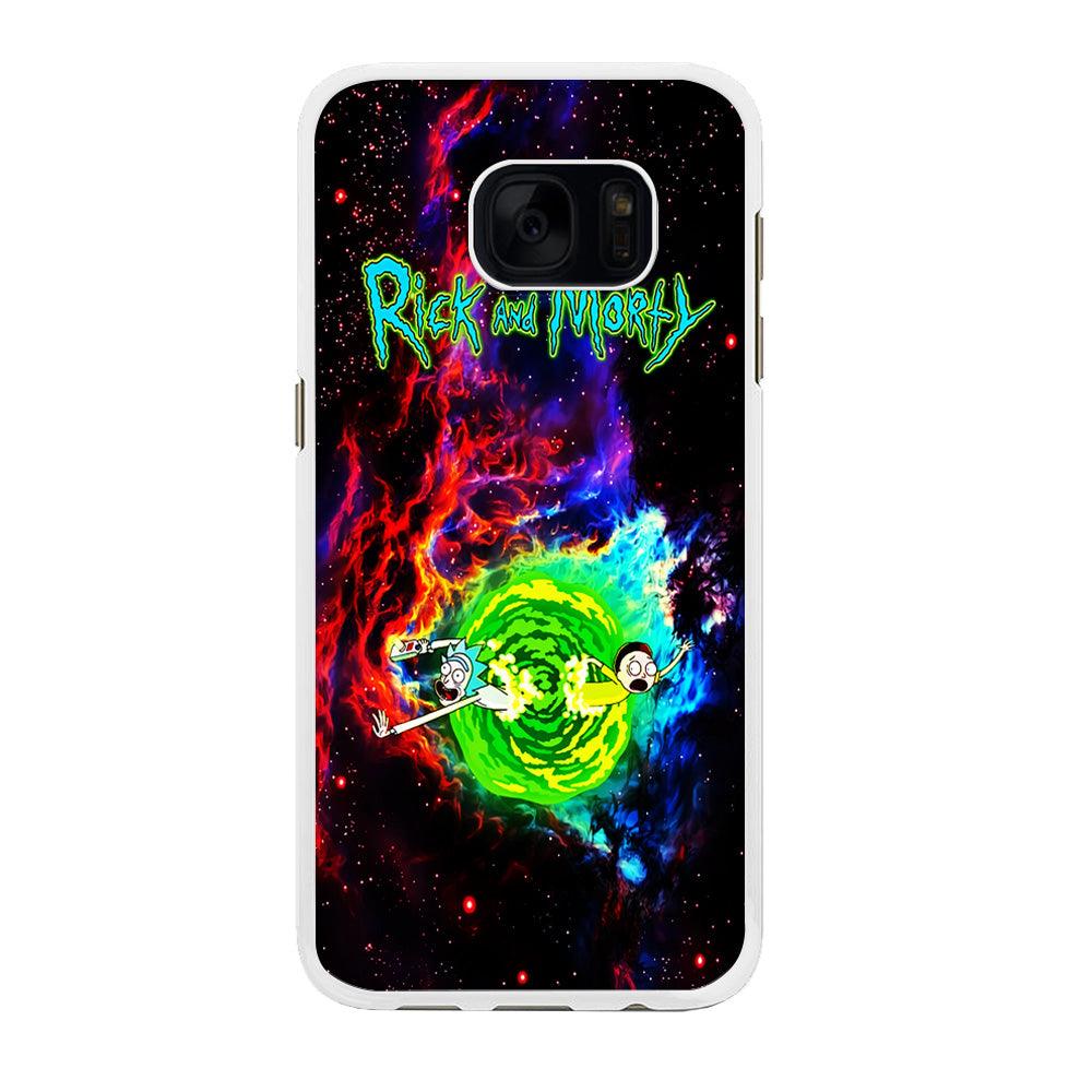 Rick and Morty Portal Galaxy Samsung Galaxy S7 Edge Case-Rubber / White (2D Case)-Xtracase