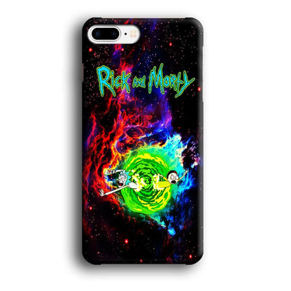 Rick and Morty Portal Galaxy iPhone 7 Plus Case-Rubber / White (2D Case)-Xtracase