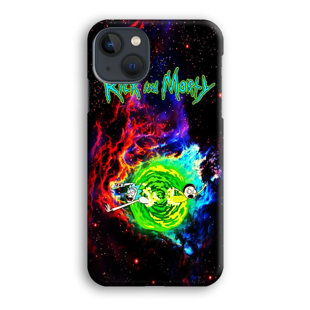 Rick and Morty Portal Galaxy iPhone 13 Mini Case-Plastic / Full Wrap (3D Case)-Xtracase