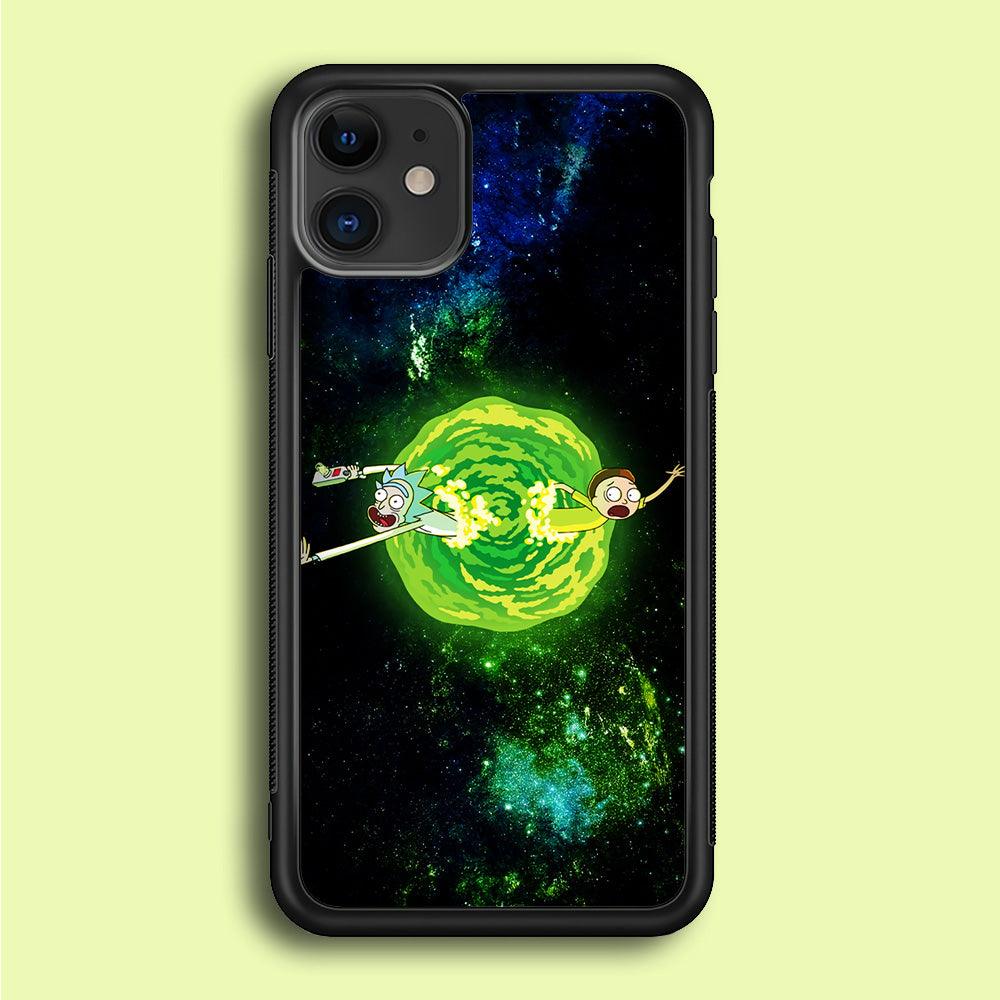 Rick and Morty Portal Spiral iPhone 12 Mini Case-Rubber / Black (2D Case)-Xtracase