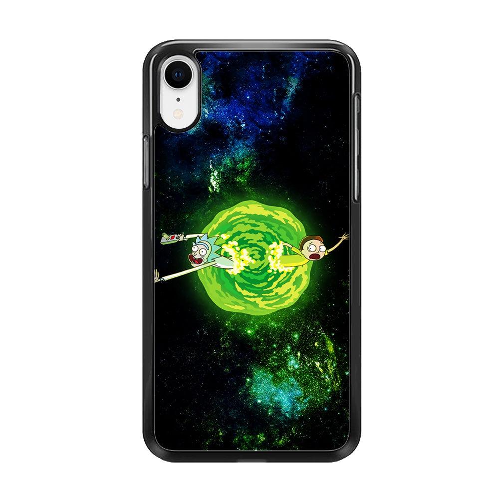 Rick and Morty Portal Spiral iPhone XR Case-Rubber / Black (2D Case)-Xtracase