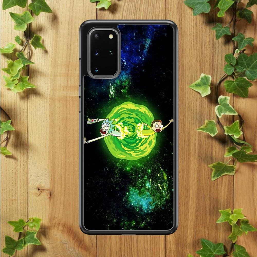 Rick and Morty Portal Spiral Samsung Galaxy S20 Plus Case-Rubber / Black (2D Case)-Xtracase