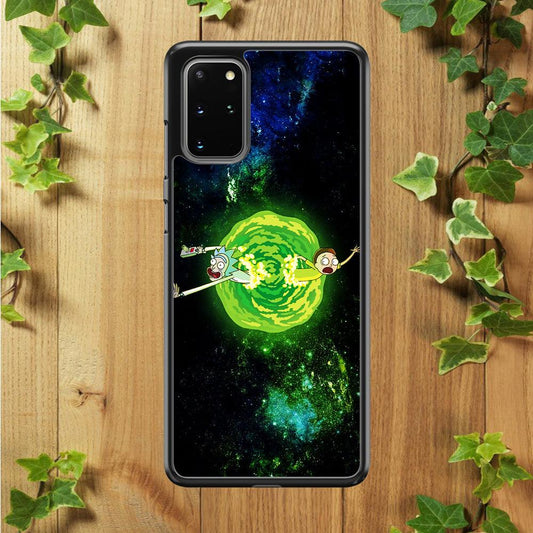 Rick and Morty Portal Spiral Samsung Galaxy S20 Plus Case-Rubber / Black (2D Case)-Xtracase