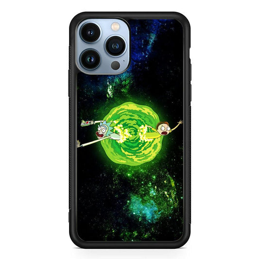 Rick and Morty Portal Spiral iPhone 13 Pro Max Case-Rubber / Black (2D Case)-Xtracase
