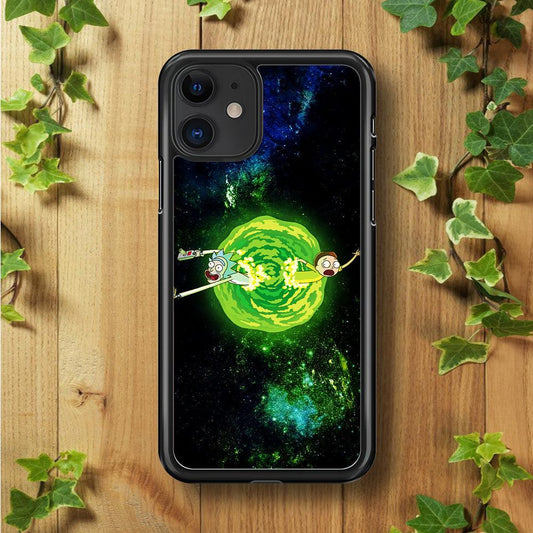 Rick and Morty Portal Spiral iPhone 11 Case-Rubber / Black (2D Case)-Xtracase