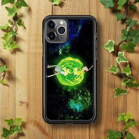 Rick and Morty Portal Spiral iPhone 11 Pro Max Case-Rubber / Black (2D Case)-Xtracase