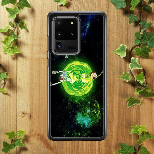 Rick and Morty Portal Spiral Samsung Galaxy S20 Ultra Case-Rubber / Black (2D Case)-Xtracase