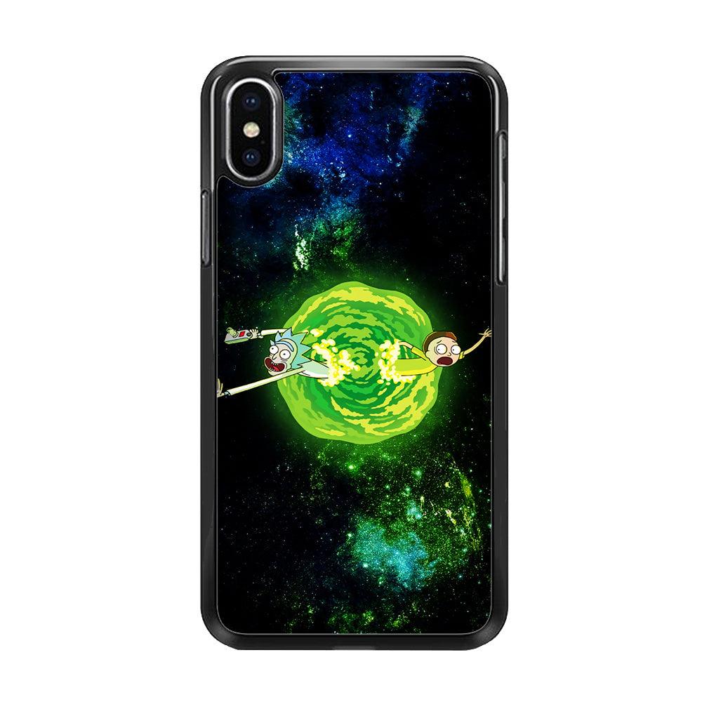 Rick and Morty Portal Spiral iPhone Xs Max Case-Rubber / Black (2D Case)-Xtracase