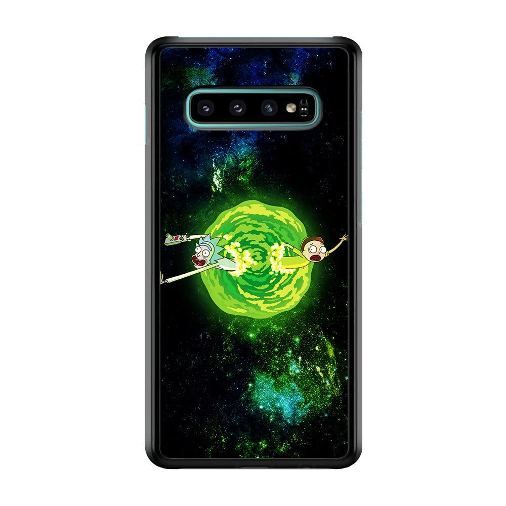 Rick and Morty Portal Spiral Samsung Galaxy S10 Plus Case-Rubber / Black (2D Case)-Xtracase