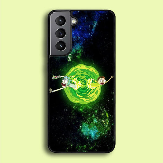 Rick and Morty Portal Spiral Samsung Galaxy S21 Plus Case-Rubber / White (2D Case)-Xtracase