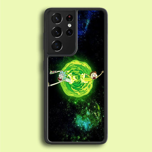 Rick and Morty Portal Spiral Samsung Galaxy S25 Ultra Case-Rubber / White (2D Case)-Xtracase