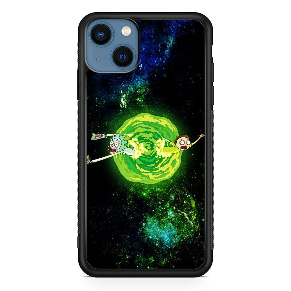 Rick and Morty Portal Spiral iPhone 13 Mini Case-Rubber / Black (2D Case)-Xtracase