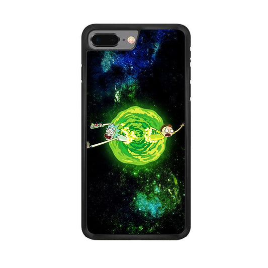Rick and Morty Portal Spiral iPhone 8 Plus Case-Rubber / Black (2D Case)-Xtracase