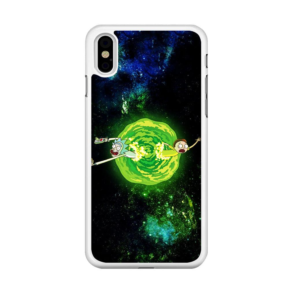 Rick and Morty Portal Spiral iPhone Xs Max Case-Rubber / White (2D Case)-Xtracase