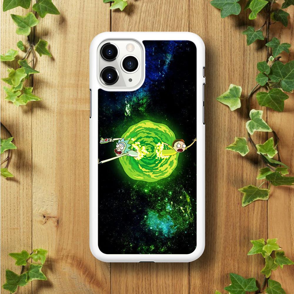 Rick and Morty Portal Spiral iPhone 11 Pro Max Case-Rubber / White (2D Case)-Xtracase