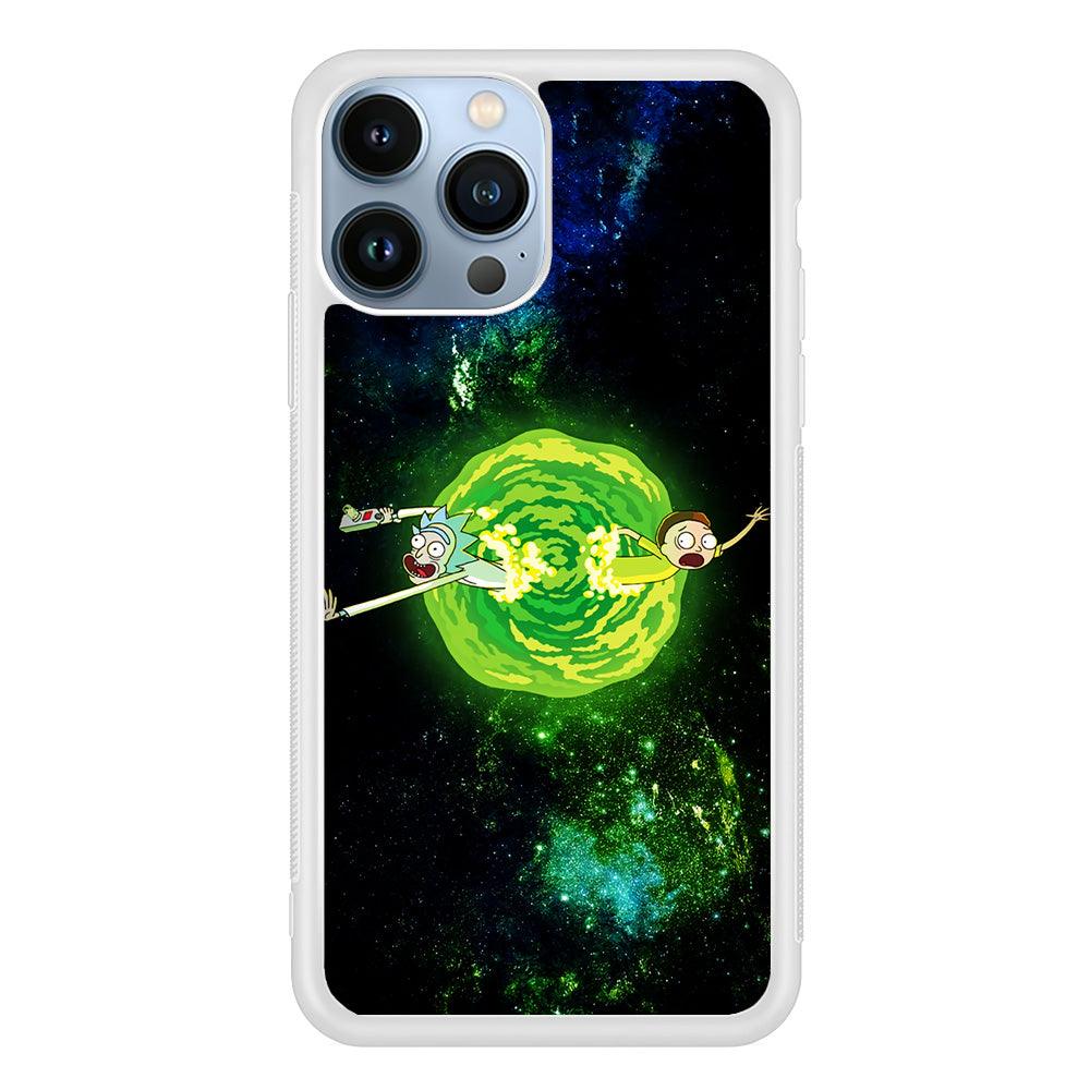 Rick and Morty Portal Spiral iPhone 13 Pro Case-Rubber / White (2D Case)-Xtracase