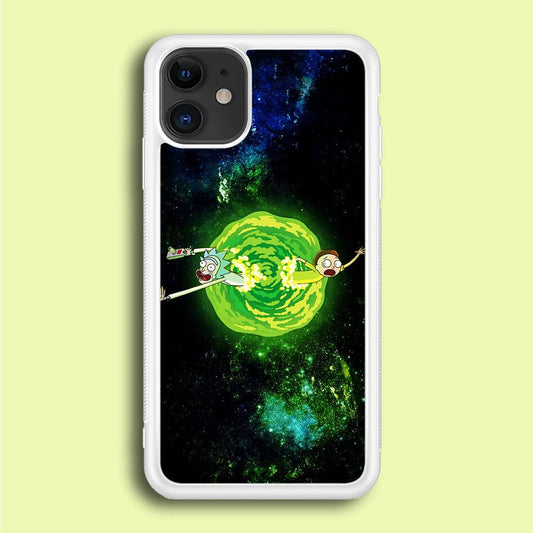 Rick and Morty Portal Spiral iPhone 12 Case-Rubber / White (2D Case)-Xtracase