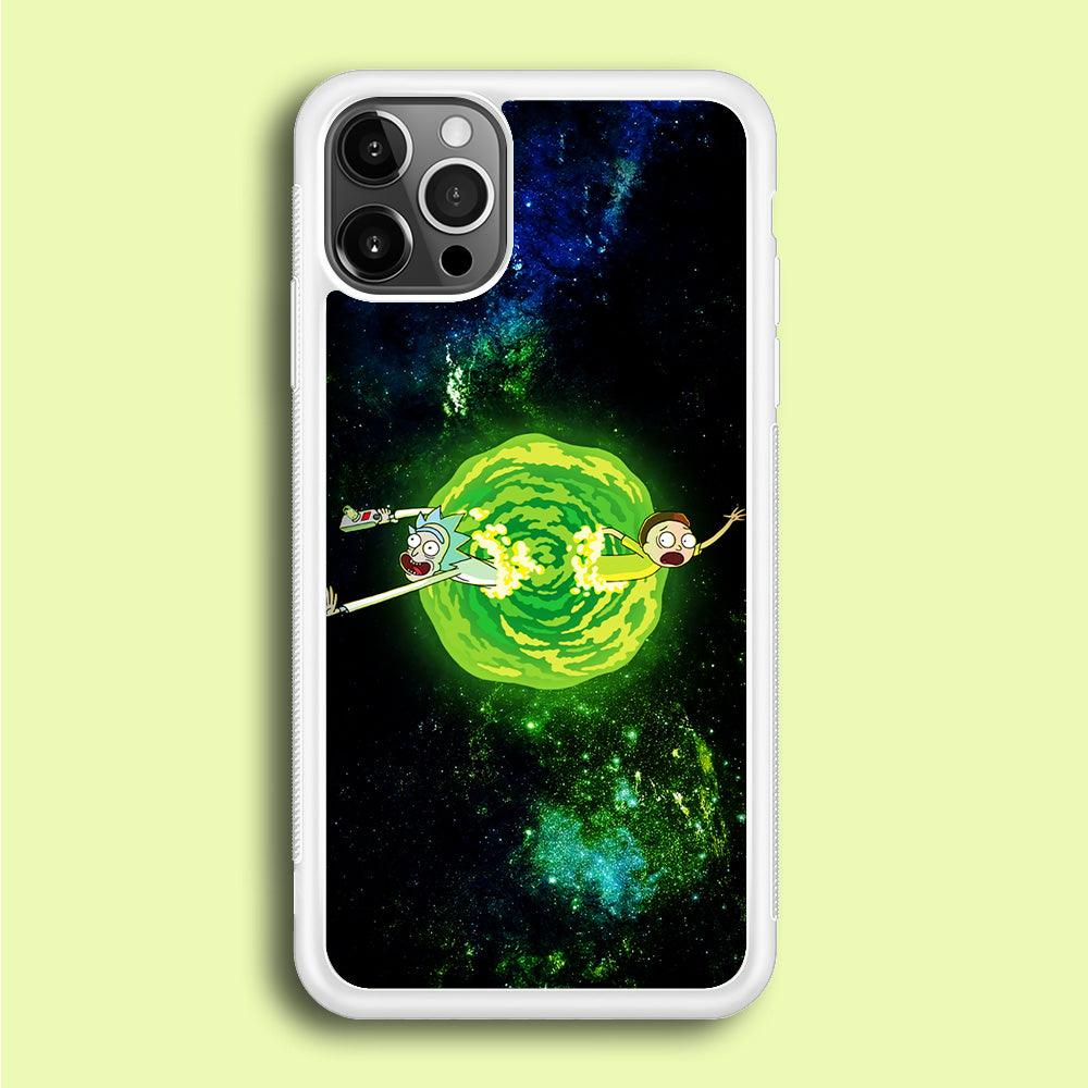 Rick and Morty Portal Spiral iPhone 12 Pro Max Case-Rubber / White (2D Case)-Xtracase
