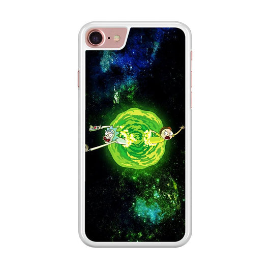 Rick and Morty Portal Spiral iPhone SE 2020 Case-Rubber / White (2D Case)-Xtracase