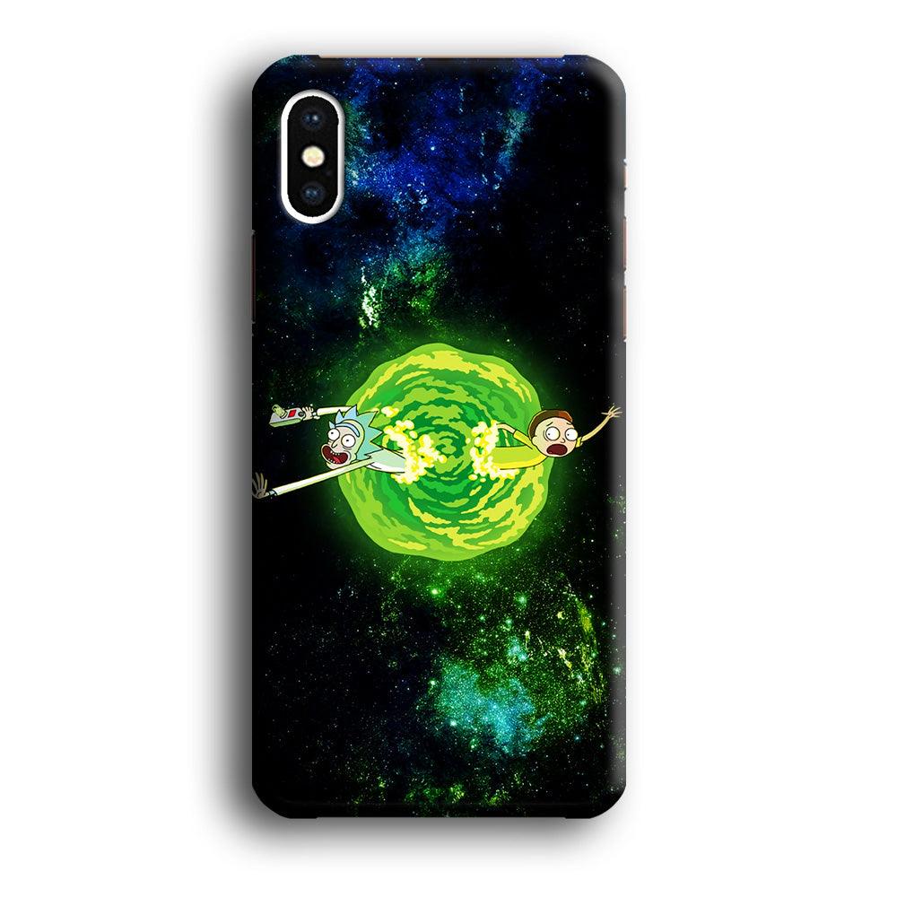Rick and Morty Portal Spiral iPhone Xs Case-Plastic / Full Wrap (3D Case)-Xtracase