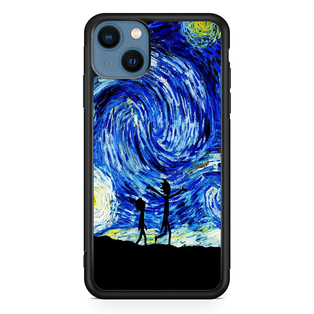 Rick and Morty Starry Night iPhone 13 Case-Rubber / Black (2D Case)-Xtracase