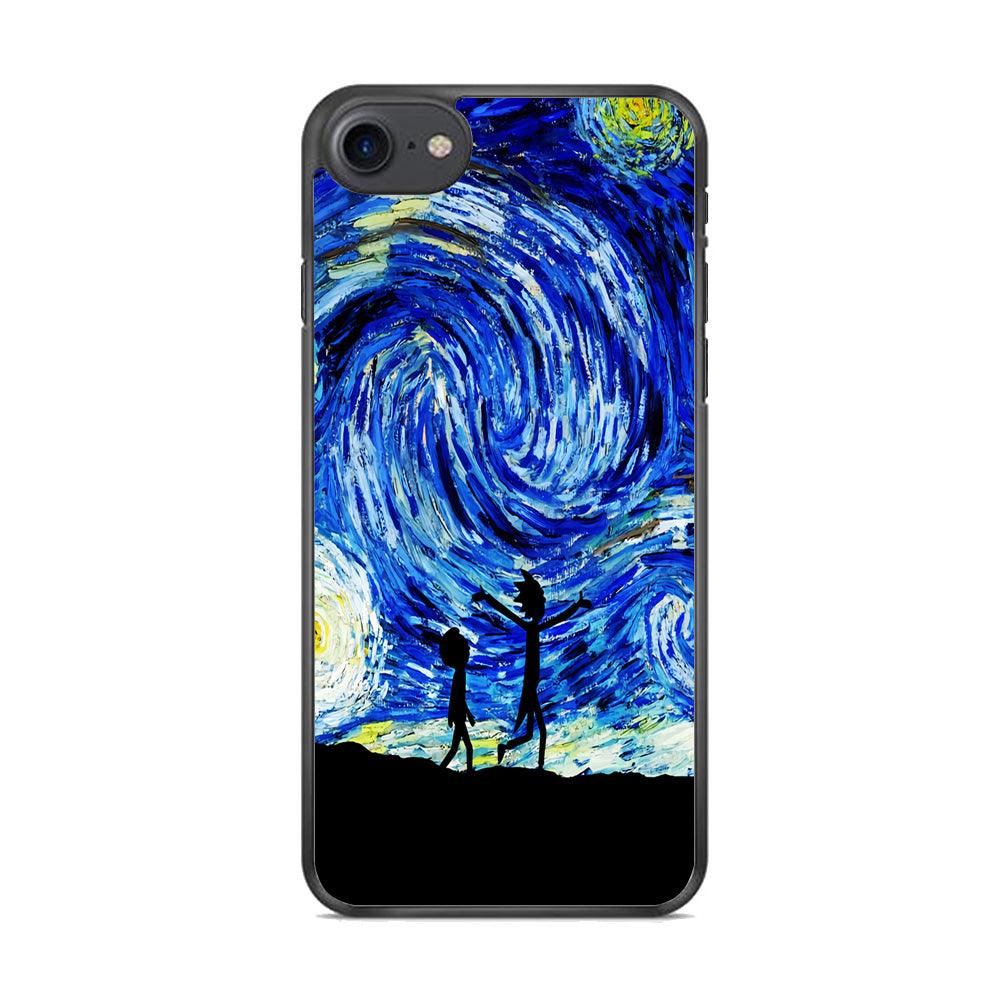 Rick and Morty Starry Night iPhone 8 Case-Rubber / Black (2D Case)-Xtracase