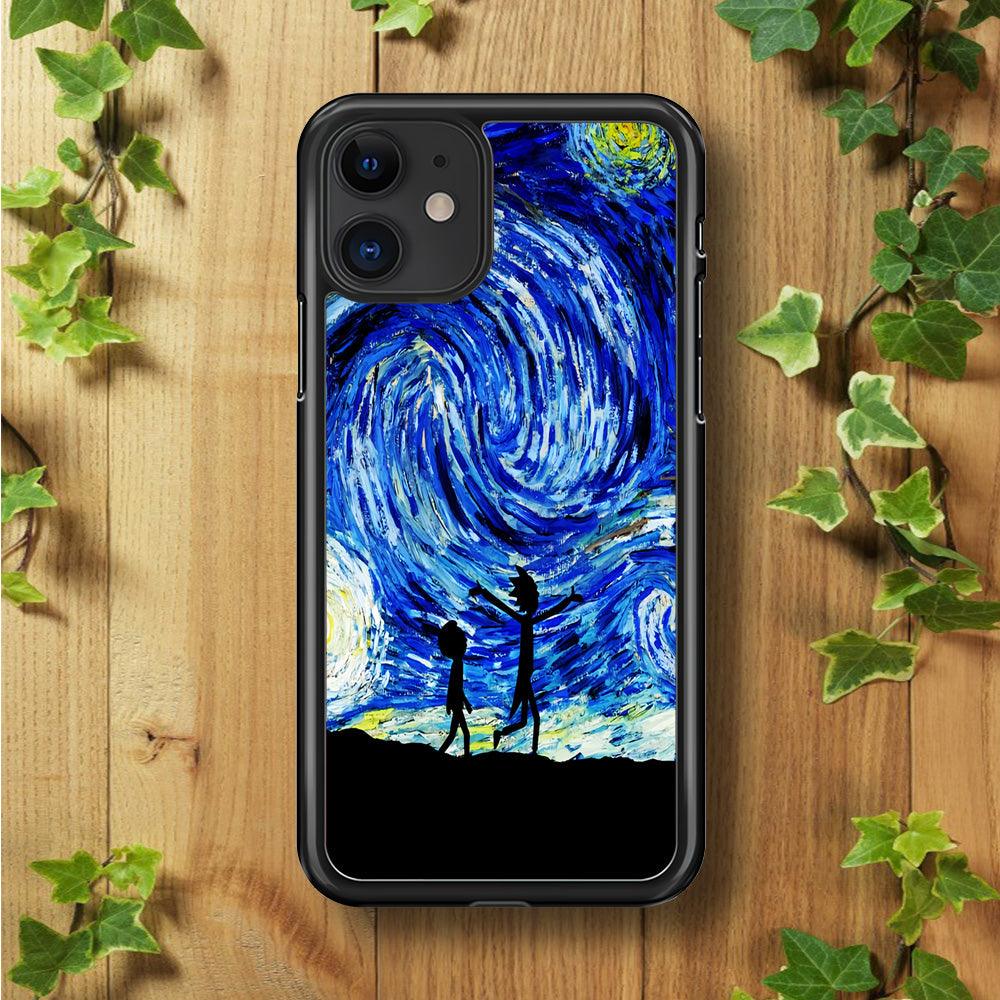 Rick and Morty Starry Night iPhone 11 Case-Rubber / Black (2D Case)-Xtracase