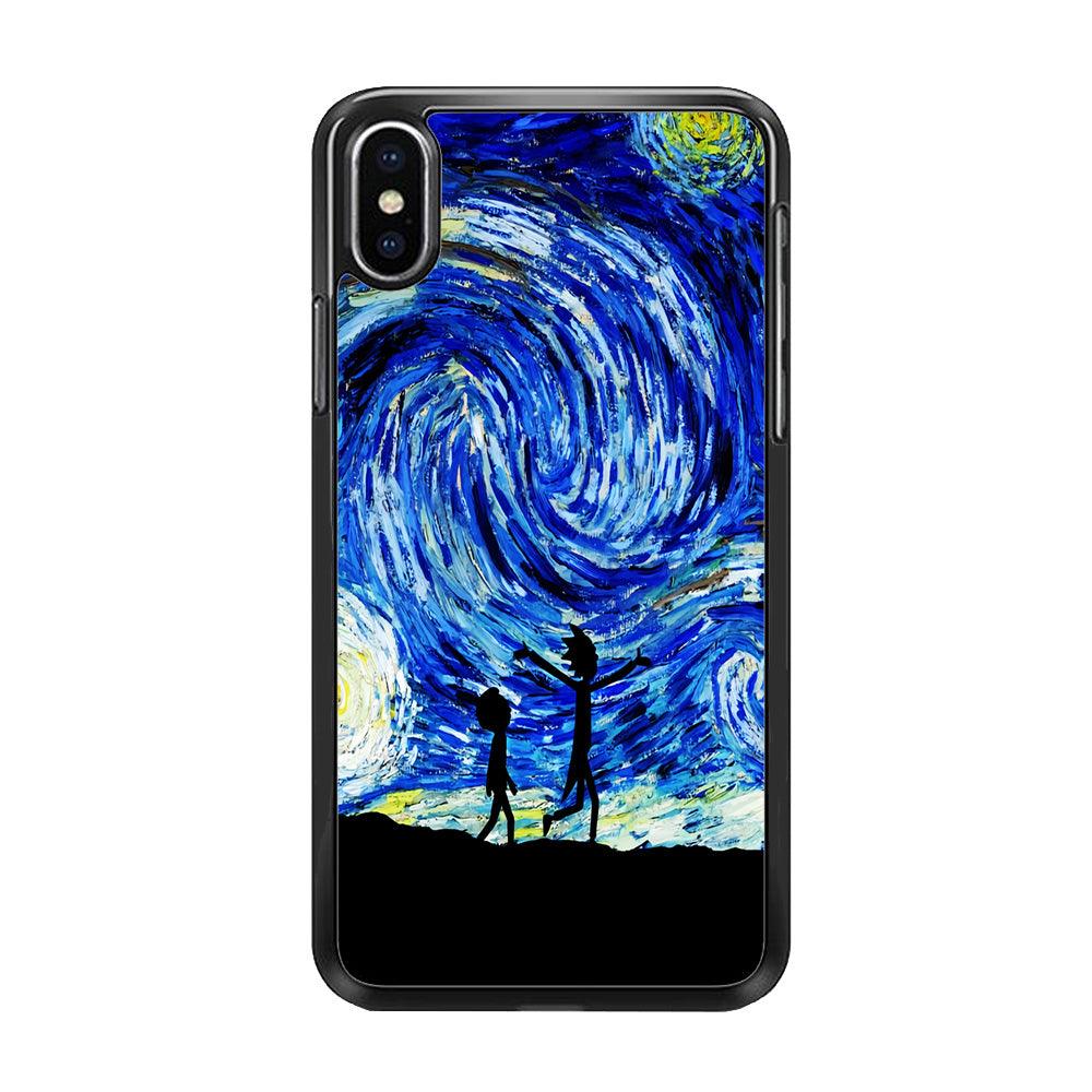 Rick and Morty Starry Night iPhone X Case-Rubber / Black (2D Case)-Xtracase