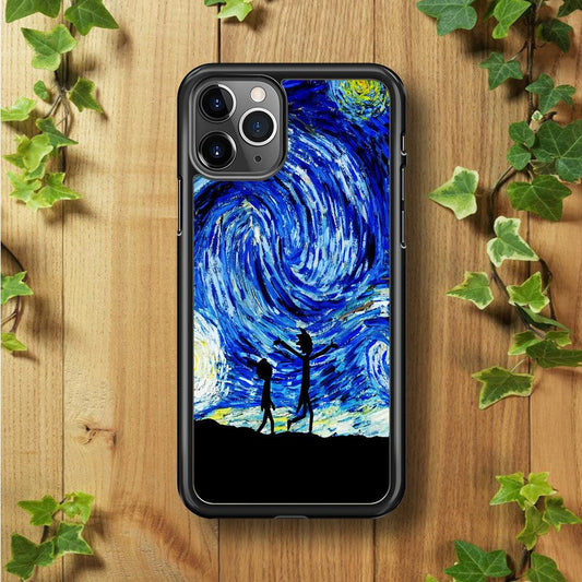 Rick and Morty Starry Night iPhone 11 Pro Max Case-Rubber / Black (2D Case)-Xtracase
