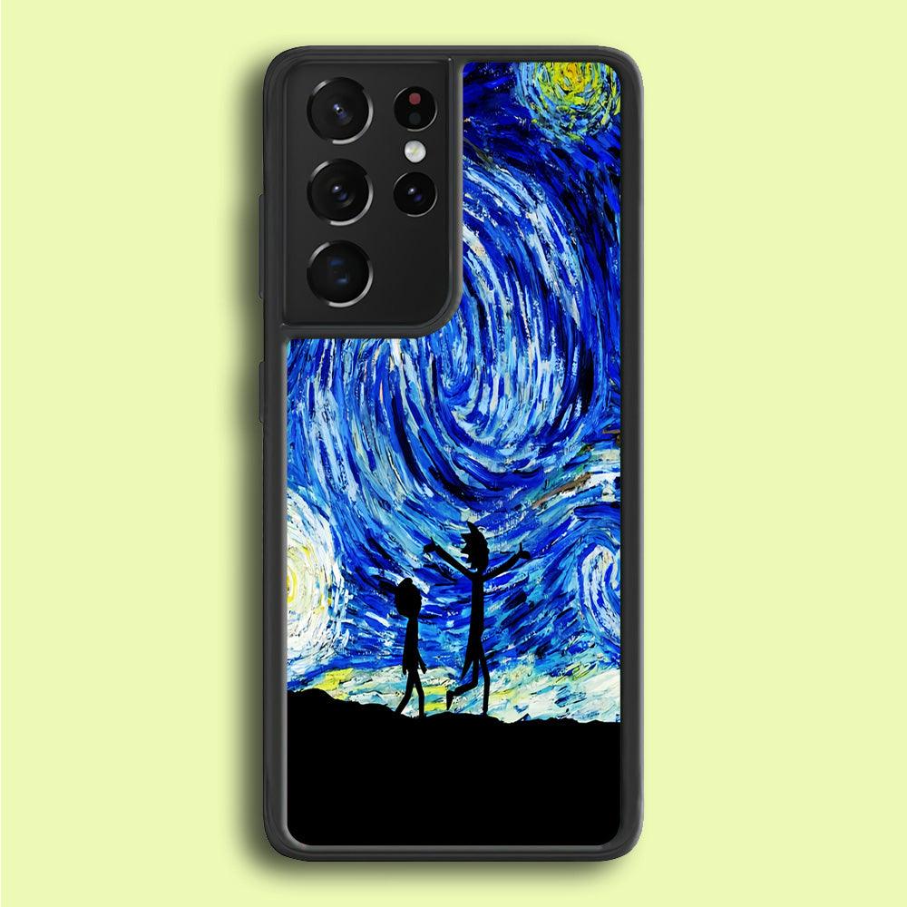 Rick and Morty Starry Night Samsung Galaxy S25 Ultra Case-Plastic / Full Wrap (3D Case)-Xtracase