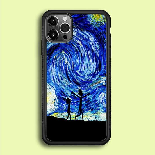 Rick and Morty Starry Night iPhone 12 Pro Max Case-Rubber / Black (2D Case)-Xtracase