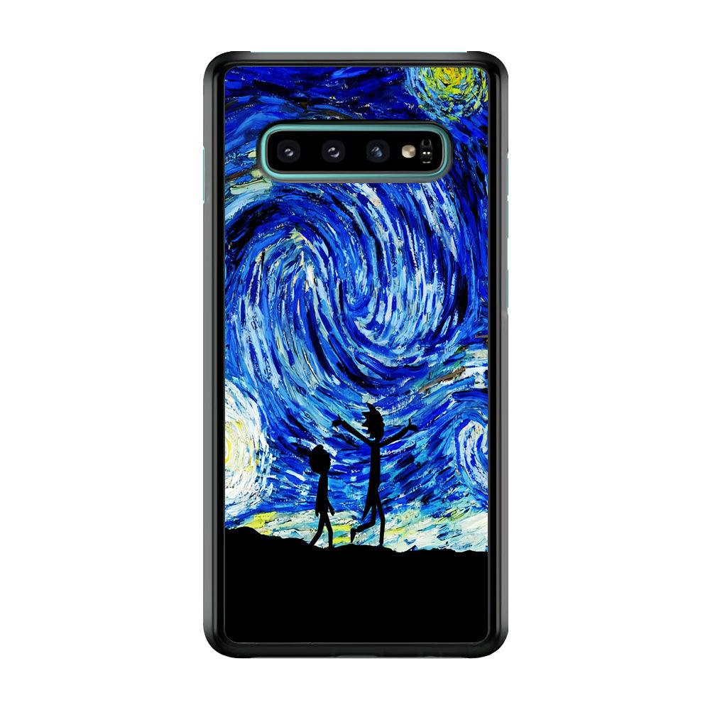 Rick and Morty Starry Night Samsung Galaxy S10 Plus Case-Rubber / Black (2D Case)-Xtracase