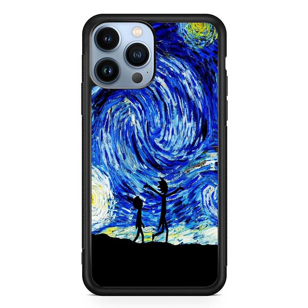 Rick and Morty Starry Night iPhone 13 Pro Case-Rubber / Black (2D Case)-Xtracase