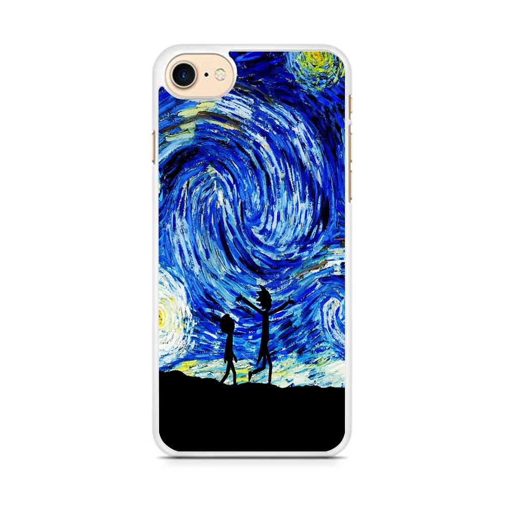 Rick and Morty Starry Night iPhone 8 Case-Rubber / White (2D Case)-Xtracase